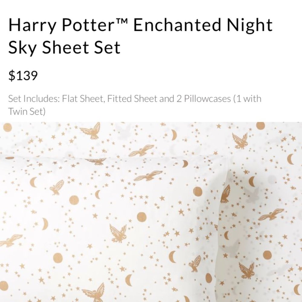 Harry Potter Enchanted Night Queen Sheet Set -- Fitted and Flat Sheet Only